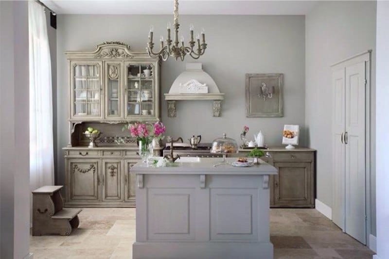 Gray kitchen in Provence style