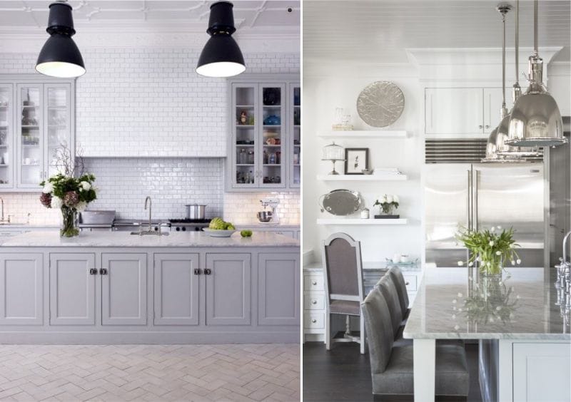 Gray and white in the interior of the kitchen