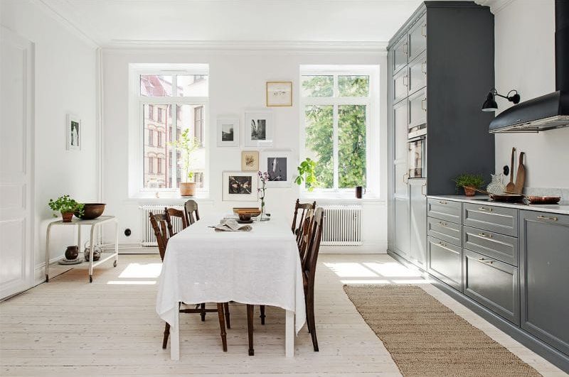 Gray and white in the interior of the kitchen