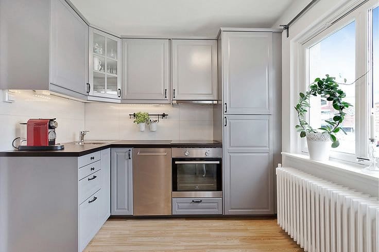 Gray and white in the interior of the kitchen