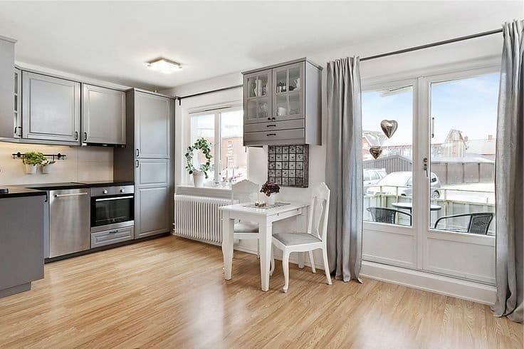 Gray and white in the interior of the kitchen