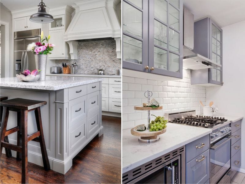 Gray and white in the interior of the kitchen