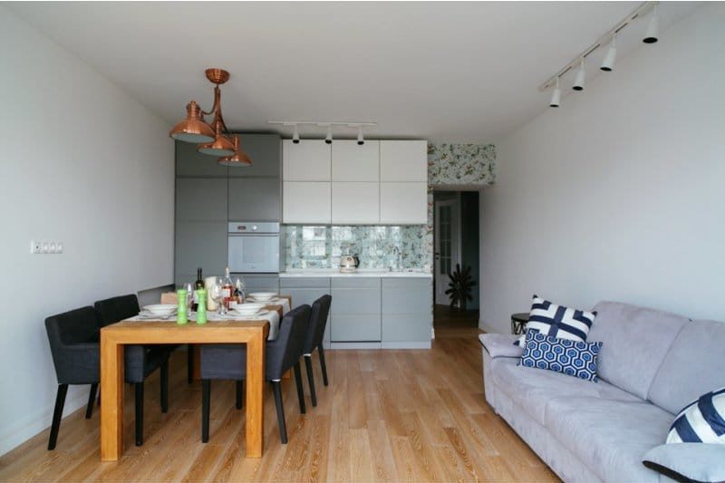 Gray and white in the interior of the kitchen