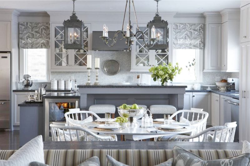 Gray-white kitchen in the interior