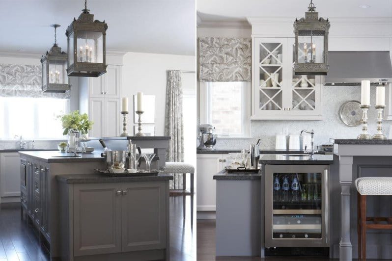 Gray-white kitchen in the interior