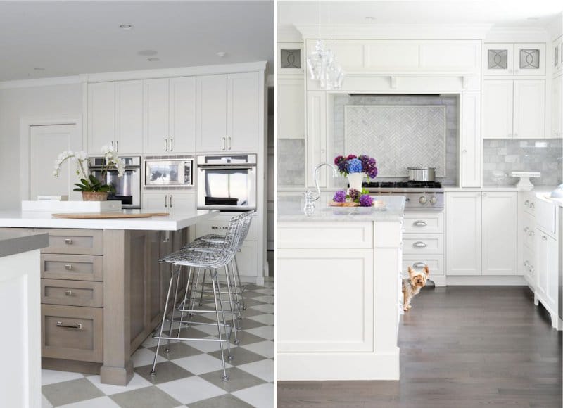 Gray floors in the interior of the kitchen