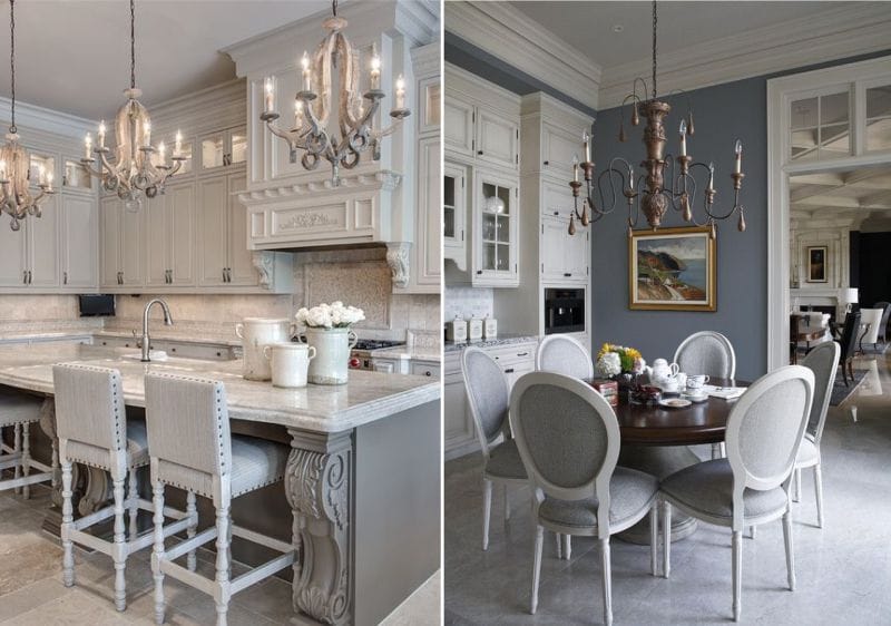 Gray color in the interior of a classic kitchen