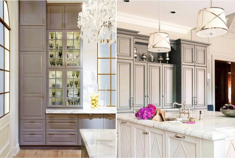 Gray color in the interior of a classic kitchen