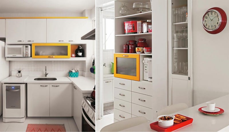 Gray and yellow color in the interior of the kitchen