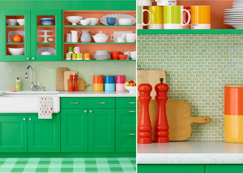 Glass mosaic in the interior of the kitchen