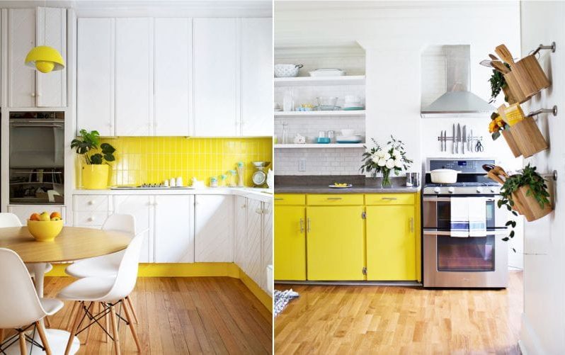 Yellow and white kitchen