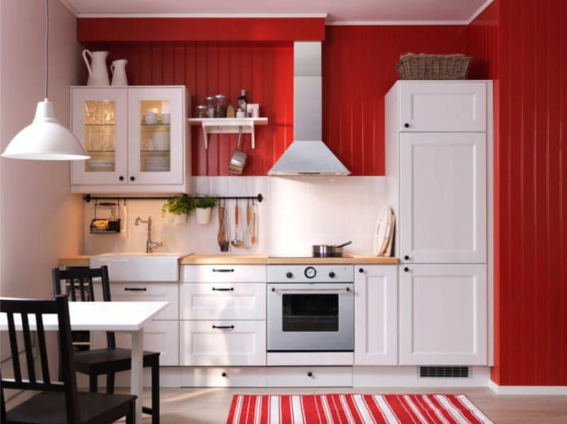 Accent wall in the kitchen interior