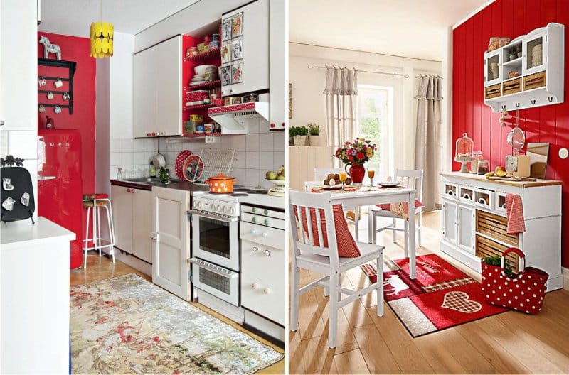 Accent wall in the kitchen interior