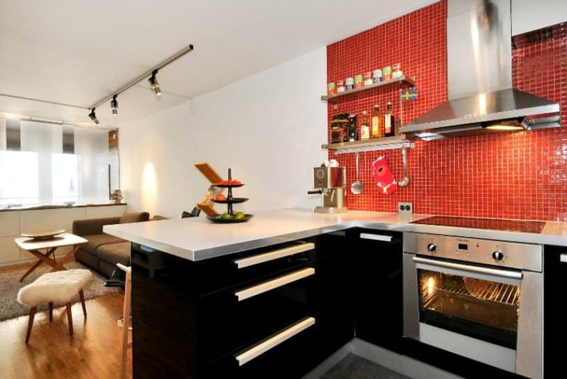 Black and red kitchen