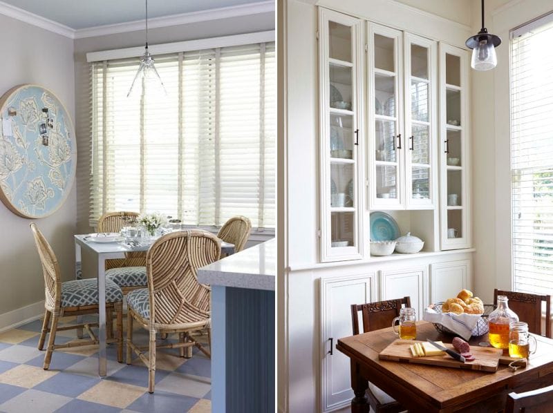 Horizontal blinds in the interior of the kitchen