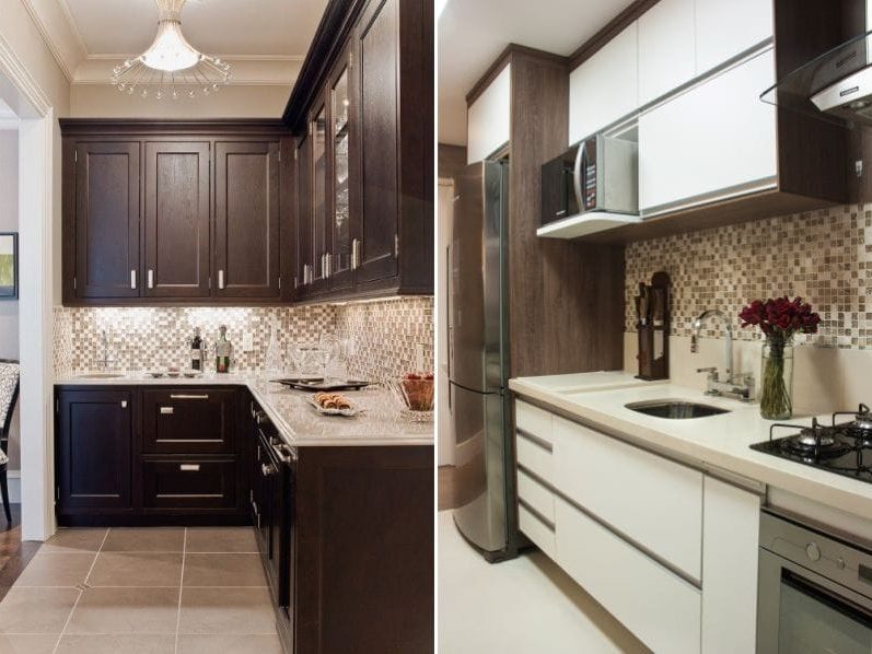 Brown and beige color in the interior of the kitchen