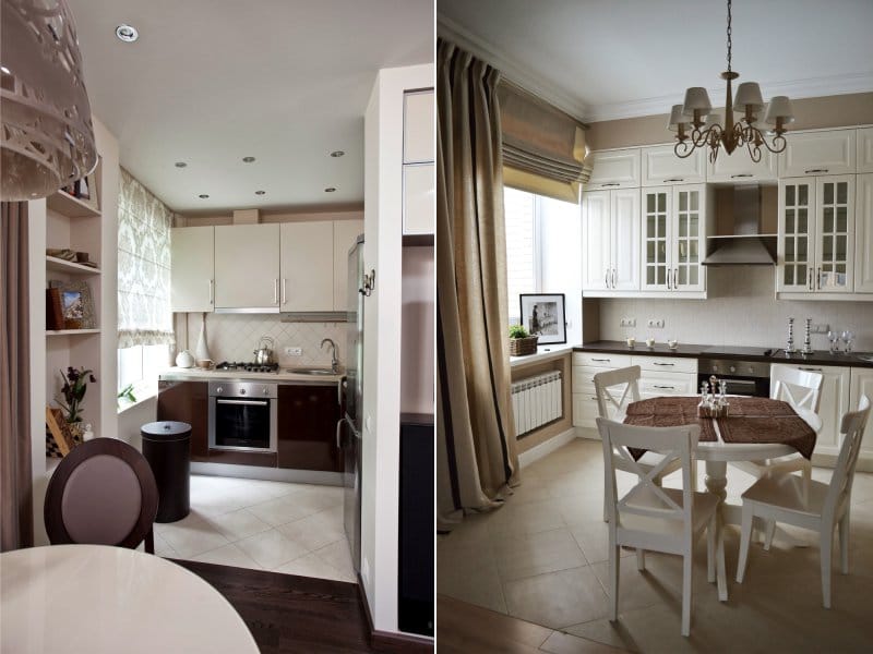 Brown and beige color in the interior of the kitchen