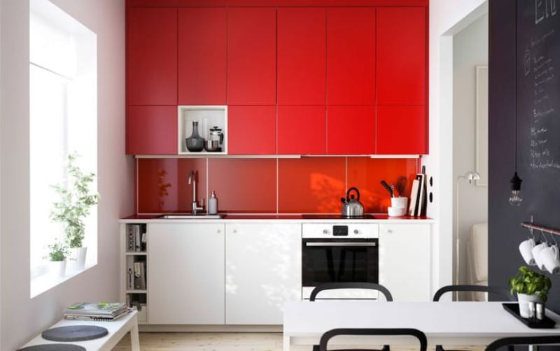 Red and white kitchen