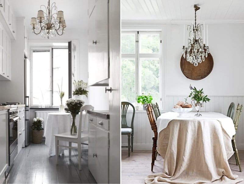 Oval tables covered with rectangular tablecloths