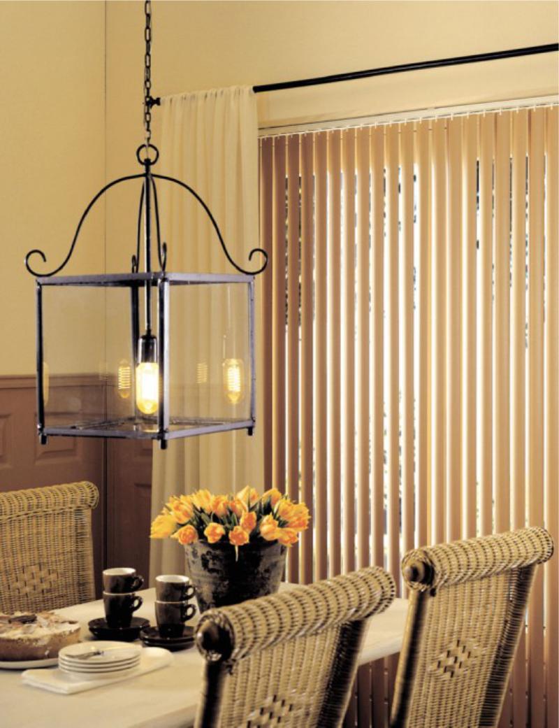 Vertical blinds in classic interior