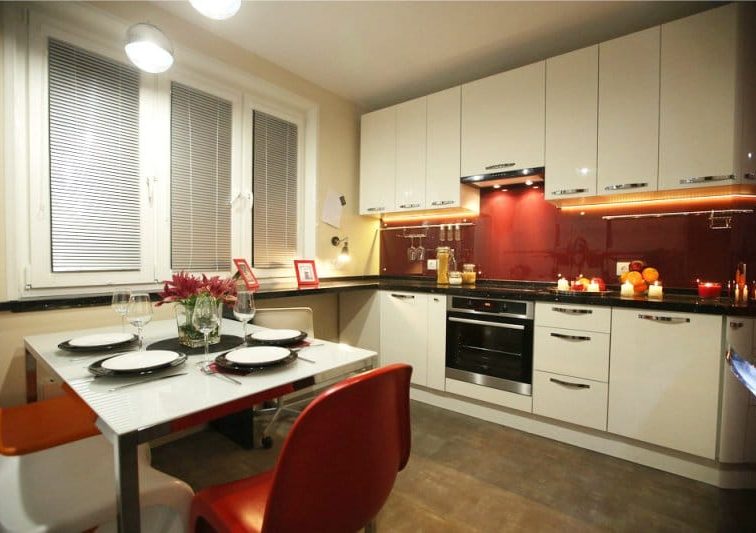 Blinds in the interior of a modern kitchen