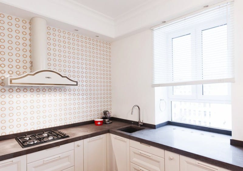 Blinds in the interior of a modern kitchen