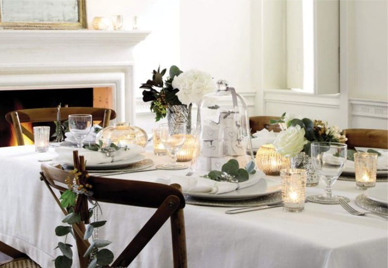 White tablecloth with soles