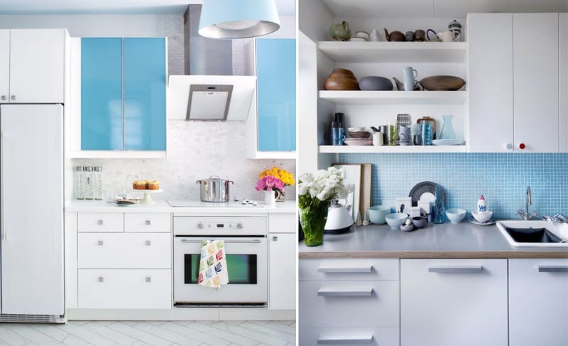 White and blue kitchen