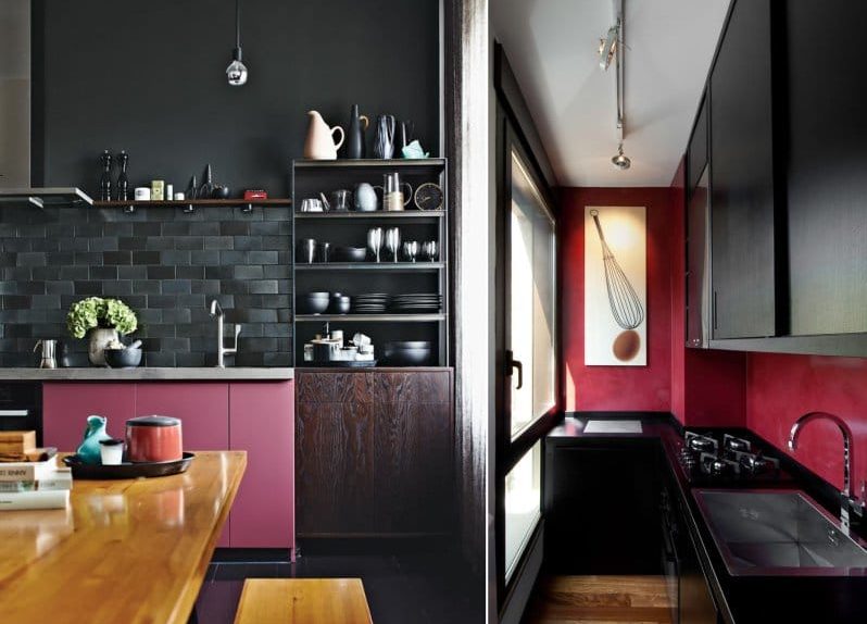 Black and pink kitchen