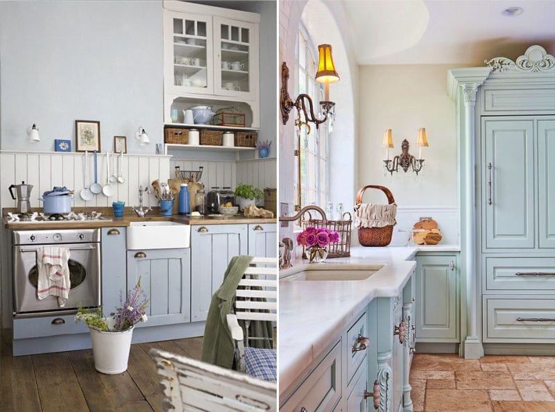 Blue kitchen from the array in the style of Provence