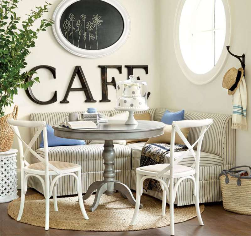 Cuvinte interioare pentru decorarea bucătăriei în stilul unei cafenele