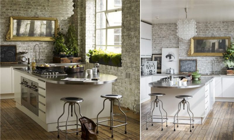 Plantes d'intérieur de style loft dans la cuisine