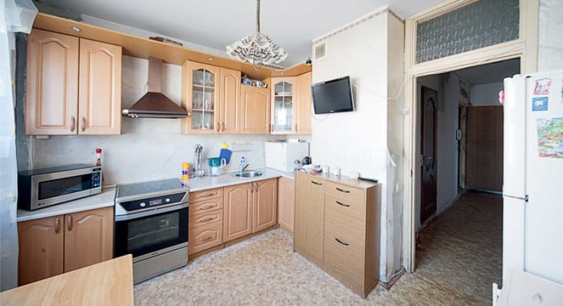 Kitchen with MDF facades with paper-resin finish