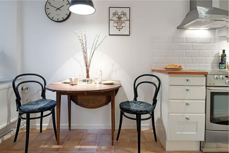 Dining group in the kitchen in the style of a French cafe