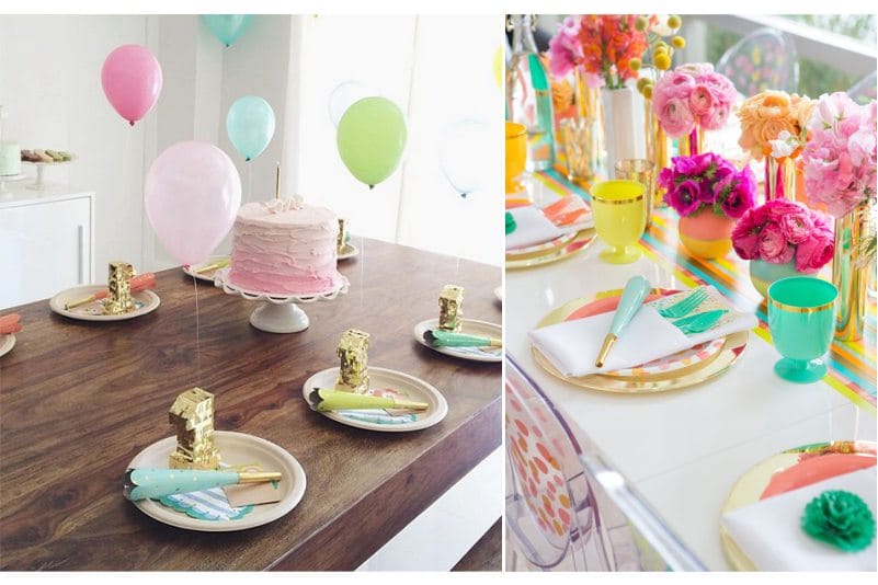 Assiettes jetables dans la table de vacances pour enfants