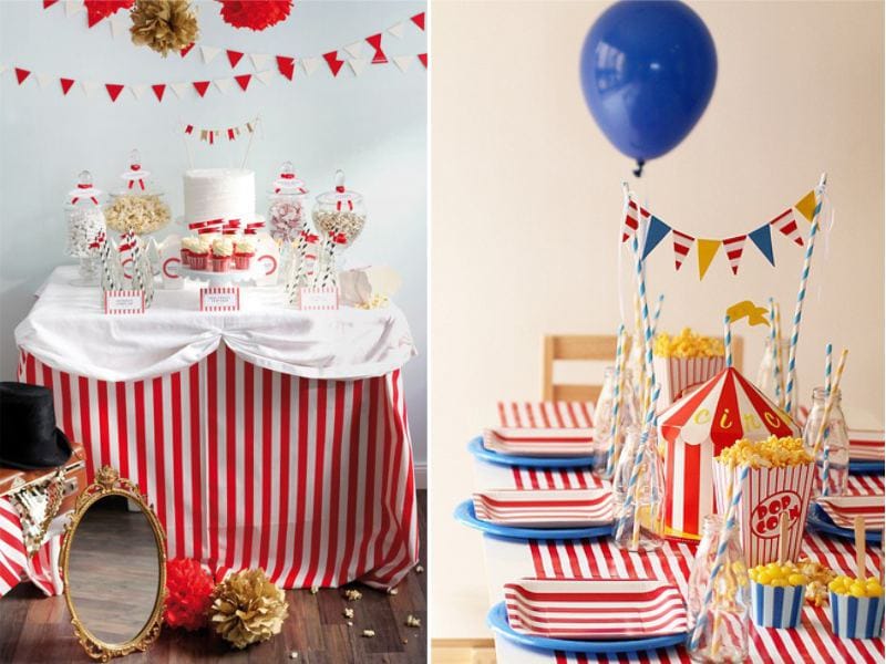 Enregistrement d'une table d'enfants sur un thème de cirque