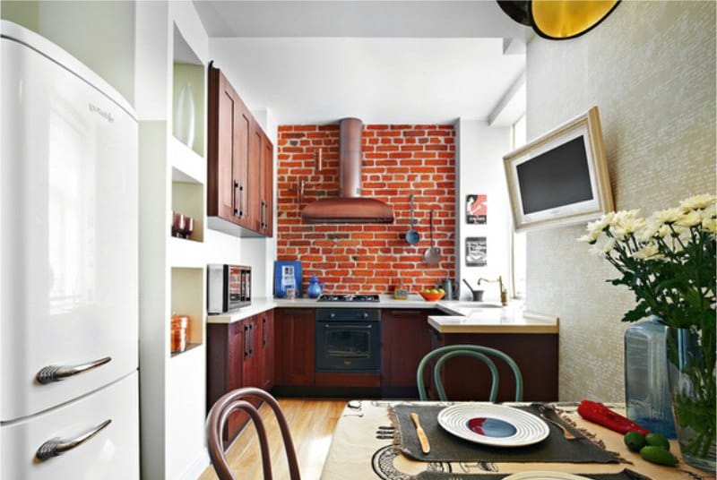 Wall decoration in the interior of the kitchen in the loft style