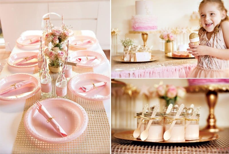 Pink and gold table decoration