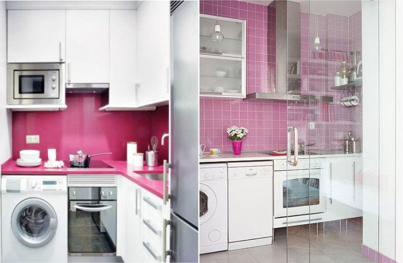 Pink apron in the interior of the kitchen