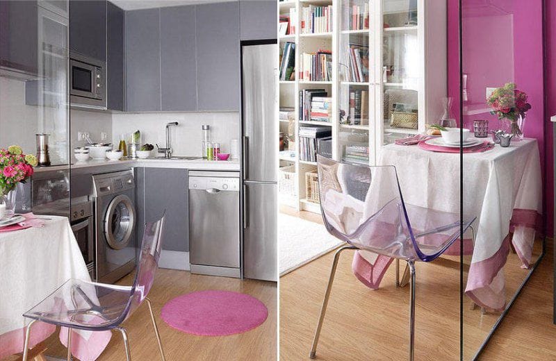 Gray-pink kitchen