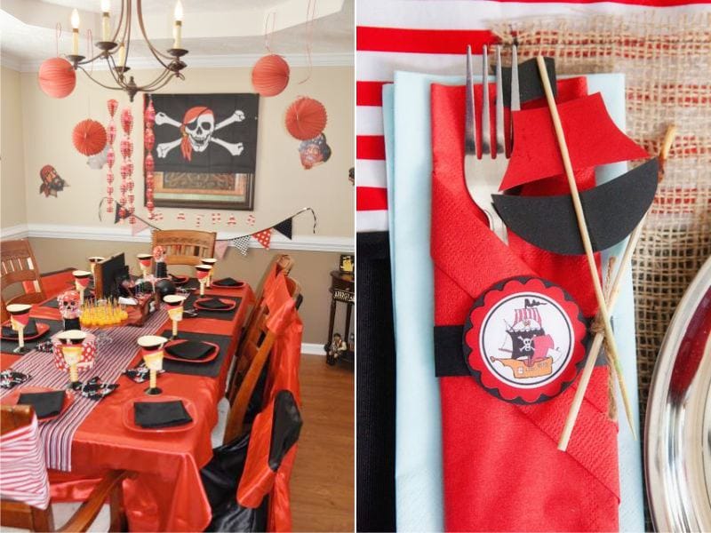 Birthday table setting in pirate style