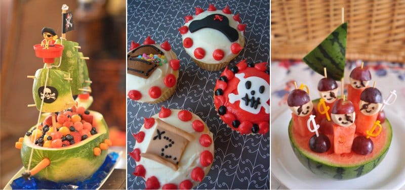 Decorating desserts for a birthday in a pirate style