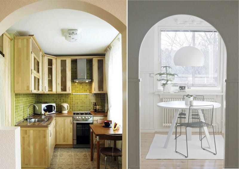 Arch in the interior of a small kitchen