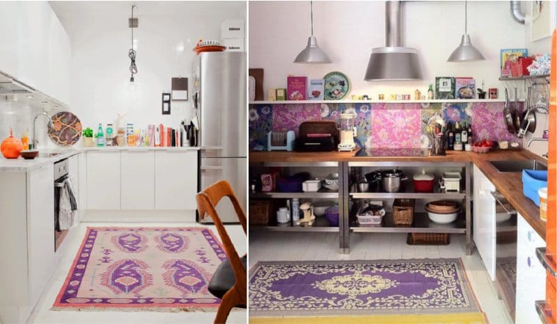 Tapis violet à l'intérieur de la cuisine