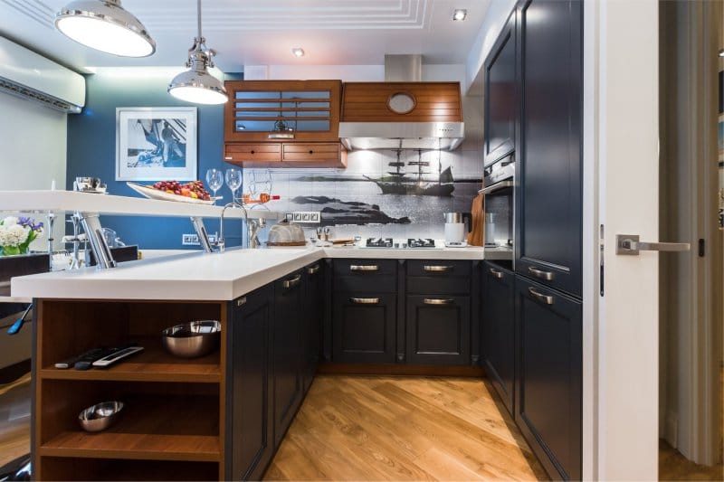 Kitchen interior in nautical style