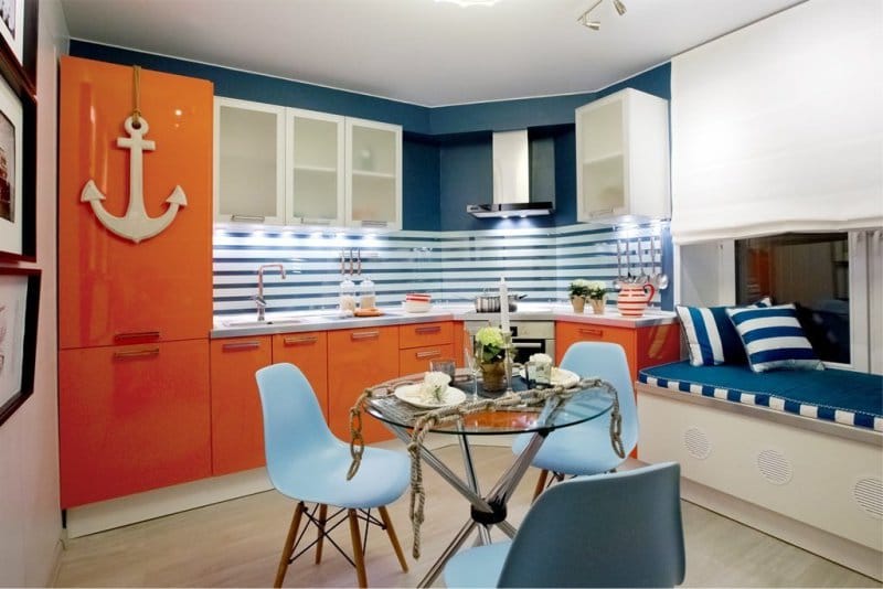 Interior of the modern nautical style kitchen