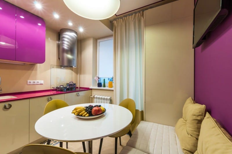 Yellow-purple kitchen