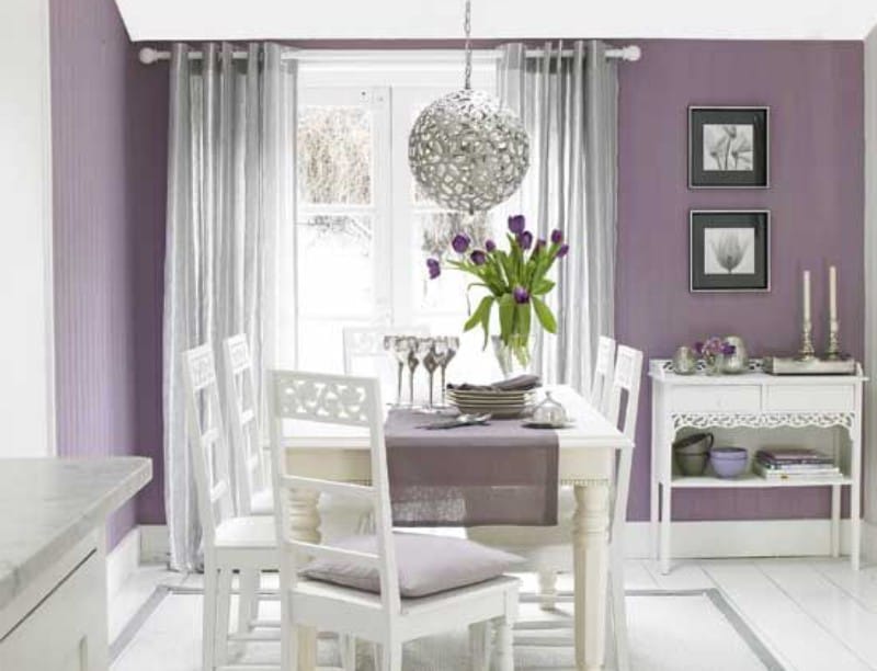 Wit-lilac keuken-woonkamer