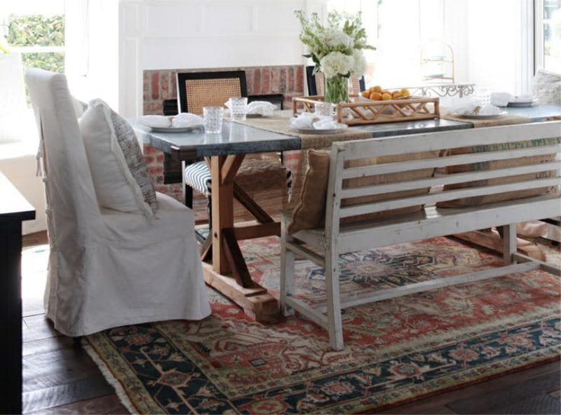 Wool carpet in the dining room interior