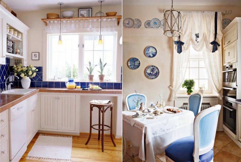 Blue accents in the kitchen interior